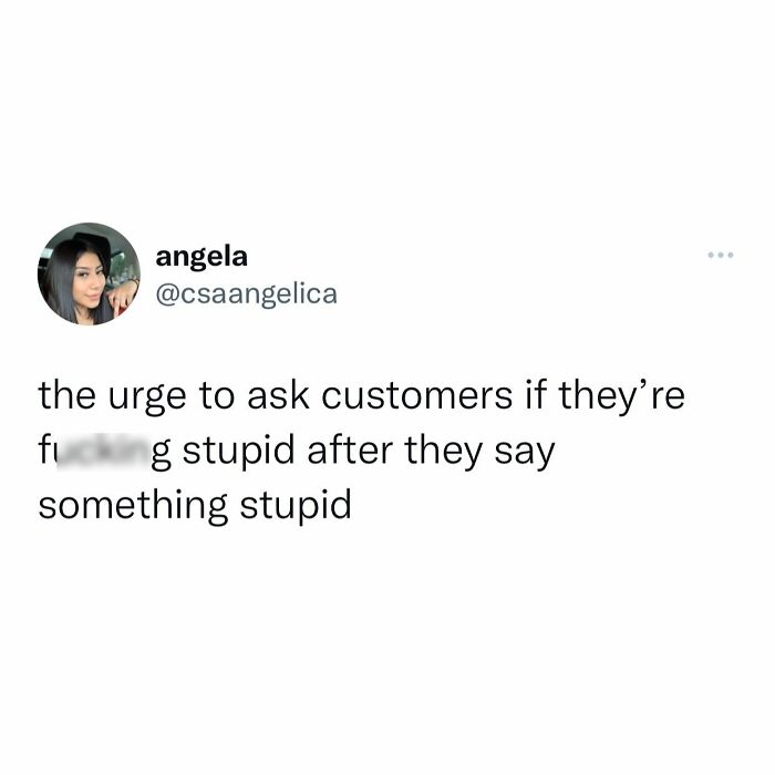 Tweet humorously expressing frustration with retail customers' questions.
