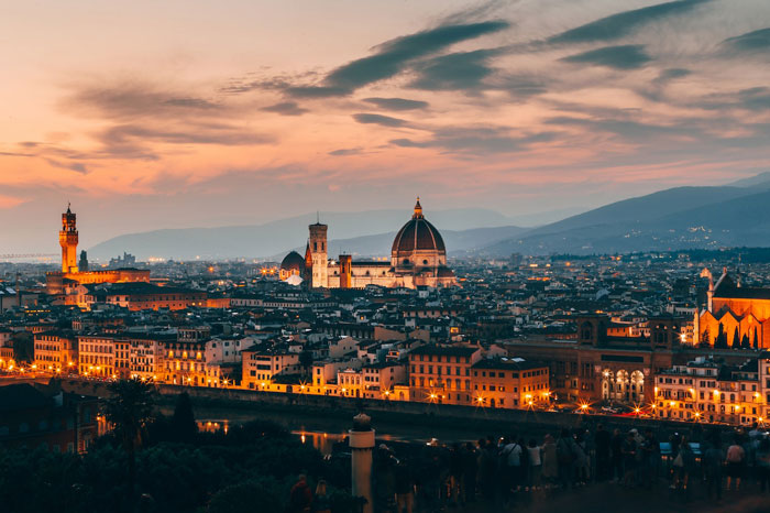 Florence roof top view in the evening 