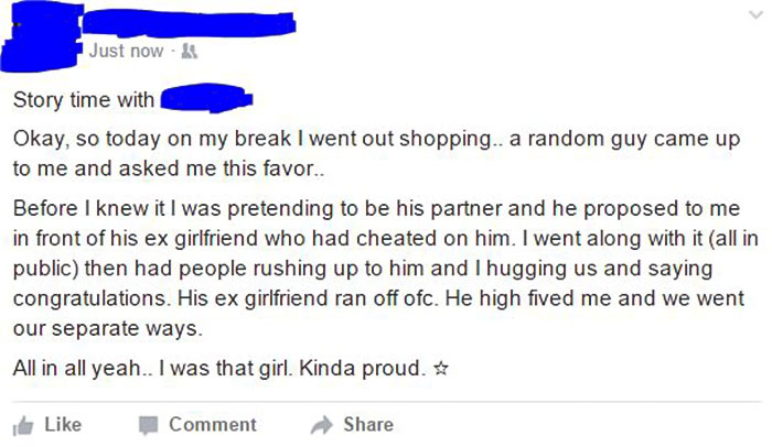 Stranger Proposes To Get Back At Cheating Ex