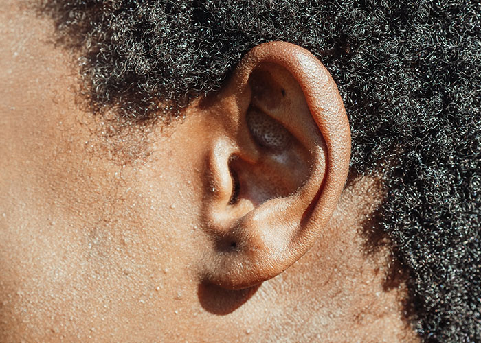 Close-up of a human ear, capturing texture and detail, related to scariest things science has proven real.