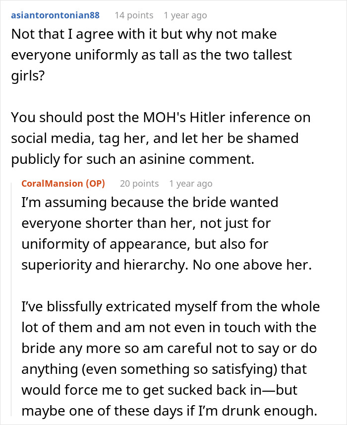 Discussion about a bride upset over bridesmaids not getting matching tattoos, with comments on social media backlash.
