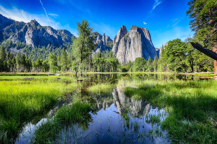 The rocky Sierra Nevada mountain in Yosemite park