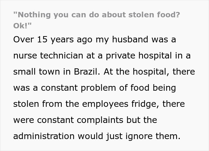 Nurse, Fed Up With Someone Stealing Their Food, Calls The Police When HR Does Nothing Nurse, Fed Up With Someone Stealing Their Food, Calls The Police When HR Does Nothing