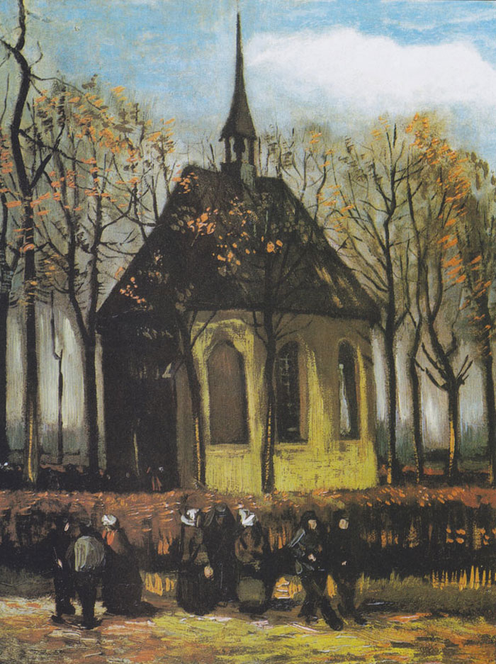 Congregation Leaving the Reformed Church in Nuenen painting by Vincent Van Gogh
