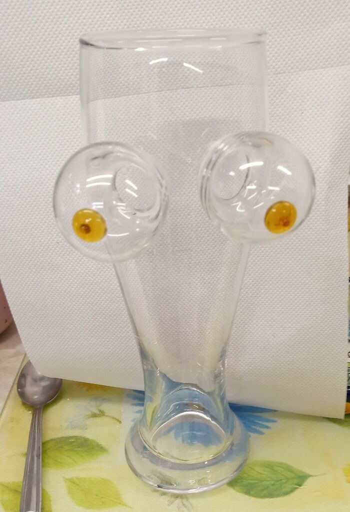 Just What You Need 'The Boob Glass'. Seen At Cats Protection, Morden, UK