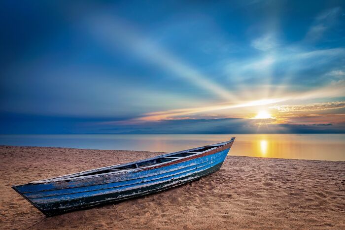 Wooden boat in the beach 