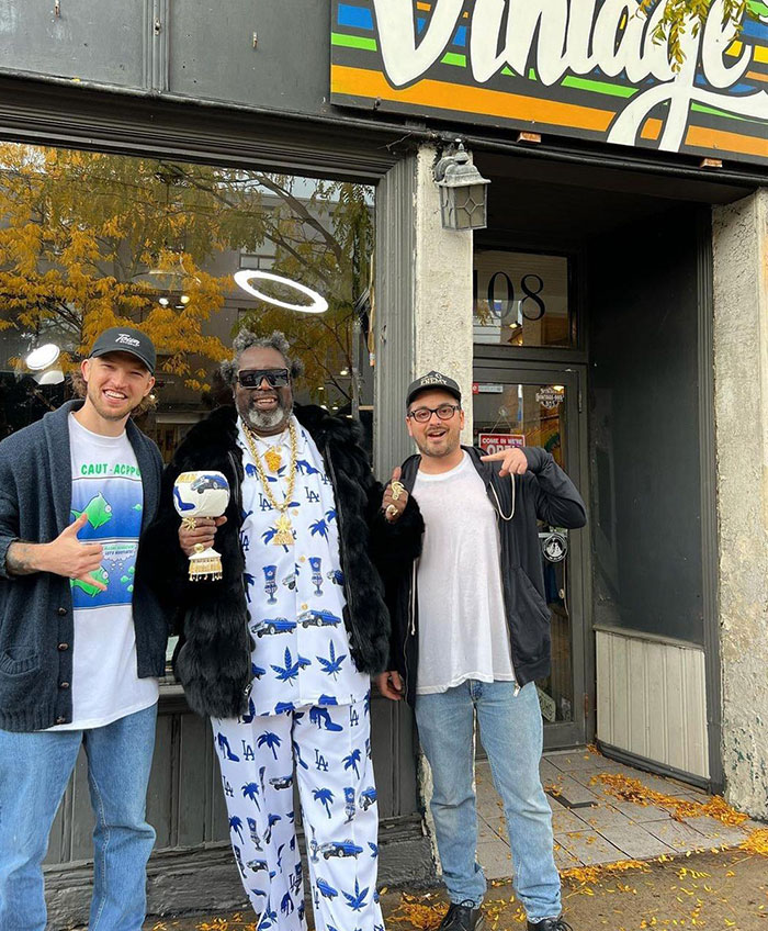 This Man Stopped By My Friends' Vintage Clothing Store, And Their Ring Light Looks Like A Halo Above His Head
