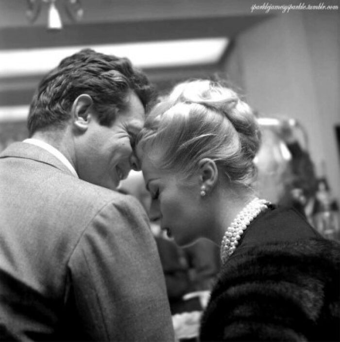 Marcello Mastroianni And Anita Ekberg At A Press Event For The Federico Fellini Comedy-Drama La Dolce Vita Held At The Martini Terrace In Milan, Italy On February 5th, 1960