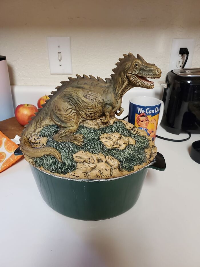 I Found This While Helping My Mom Go Through Some Stuff Being Thrown Out From Her Neighbors. The Top Is Ceramic And The Bottom Is Cast Iron Coated In Enamel