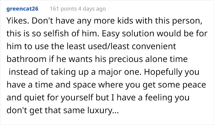 Guy Calls Wife A Jerk For Trying To Control His Bathroom Time, The Internet Says That He's The One Who Needs A Reality Check