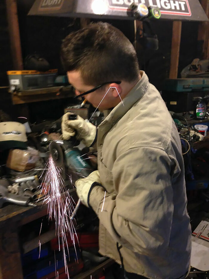 My Brother Took A Picture With His iPhone At The Exact Moment A Spark Ricocheted Off Of My Ear