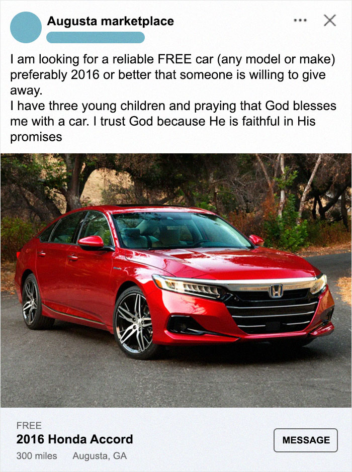 One Free Car From God Coming At Your Way Ma'am