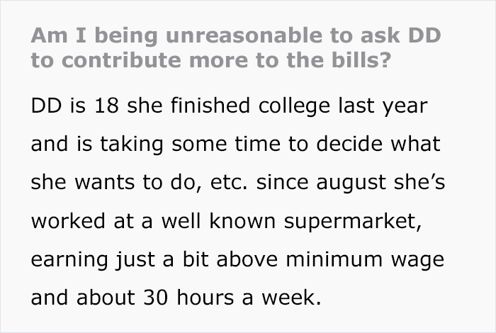 Mom Asks 18-Year-Old Daughter To Contribute £75 To Bills Since She Has A Job, The Daughter Finds It Outrageous Mom Asks 18-Year-Old Daughter To Contribute £75 To Bills Since She Has A Job, The Daughter Finds It Outrageous