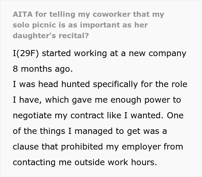 Childfree Coworker Says She Has Plans Instead Of Helping Colleague, Defends Herself Online After Colleague Catches Her Having A Solo Picnic