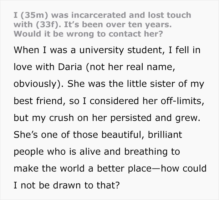 Man Asks Internet For Advice If He Should Contact GF After Being Incarcerated For 9 Years And Losing Touch