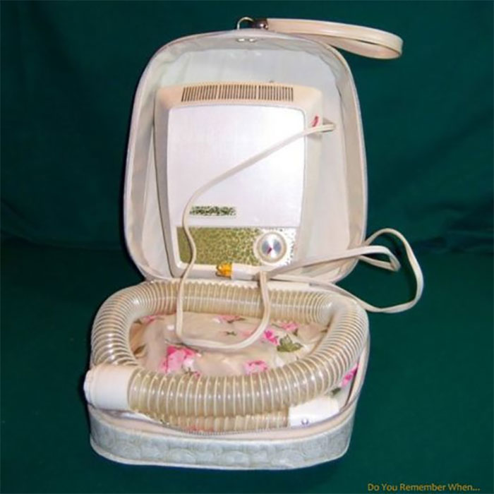 You Put The Plastic Bonnet On Your Head And Mom Hooked Up The Air Hose, Then You Sat For 30 Minutes--Yes We Did! And You Hoped That You Didn't Burn Your Ears Too