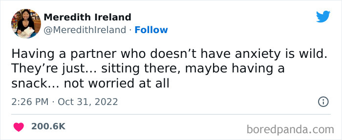 Humorous post highlighting female problems, with a tweet about having a partner without anxiety, resonating with many women.