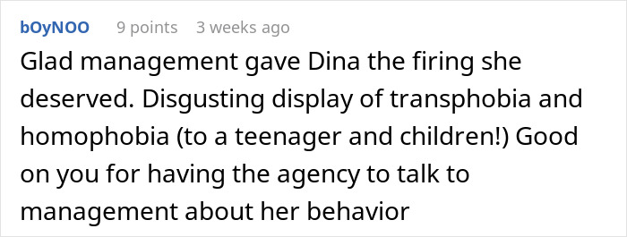 Trans Teen Maliciously Complies After Homophobic Coworker Forbids Him From Touching The Kids, Making Her Regret It