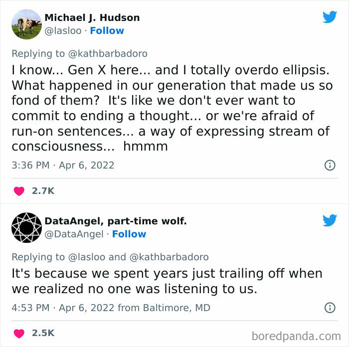 Gen X memes about ellipsis use and feeling unheard, showcasing generational humor.