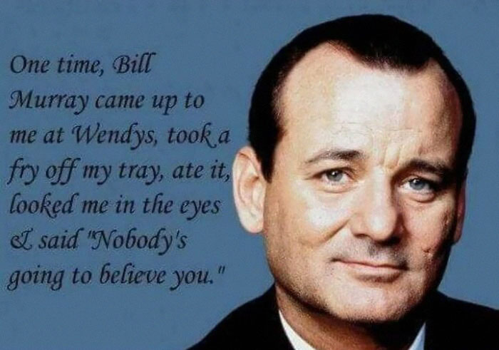 Gen X meme featuring a humorous Bill Murray story, highlighting relatable life moments.
