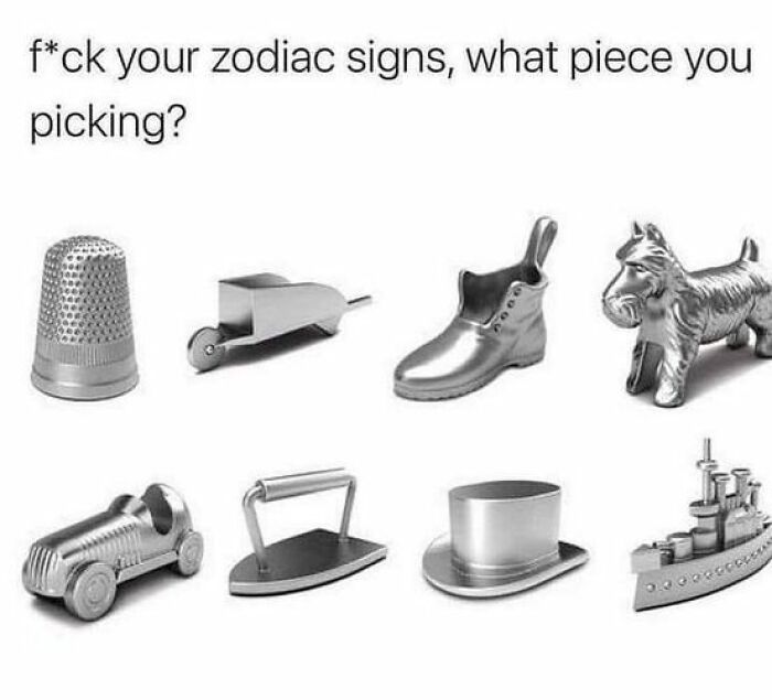 Monopoly game pieces, humorously captioned, showcasing Gen X nostalgia.