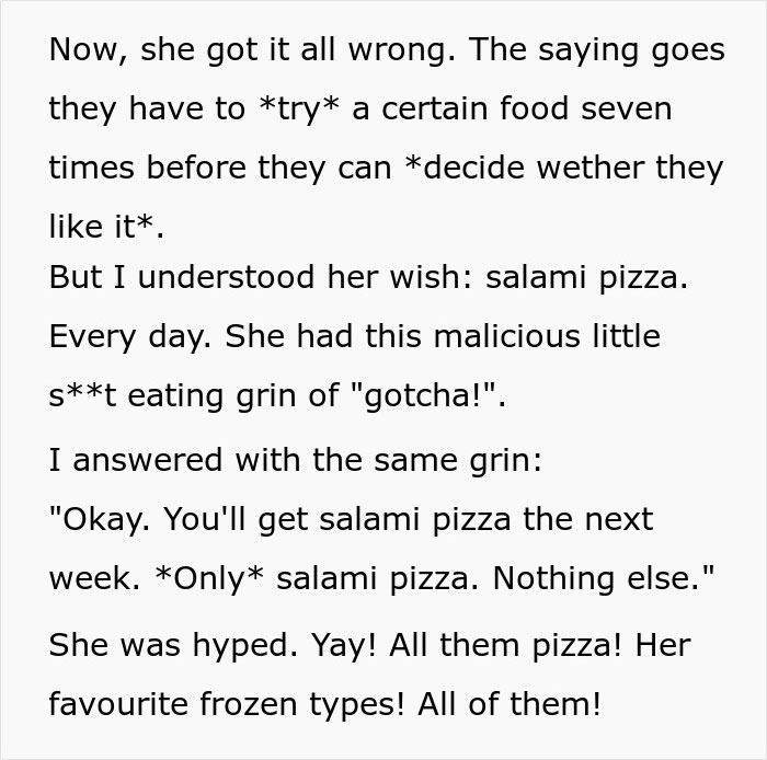 8-Year-Old Girl Finds Out The Meaning Of &ldquo;Careful What You Wish For&rdquo; When Mum Serves Her Nothing But Salami Pizza For A Week