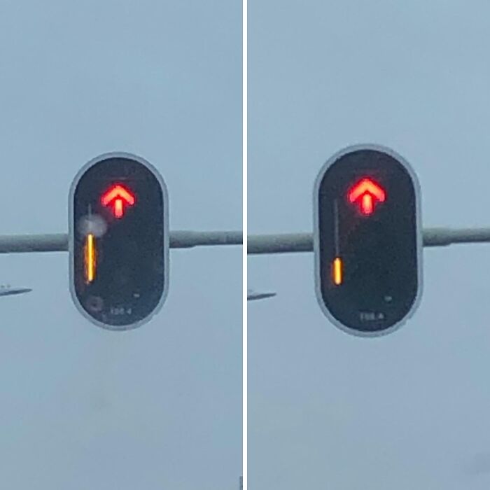 Traffic light shows red arrows with yellow bar indication, an interesting gadget idea for cities worldwide.