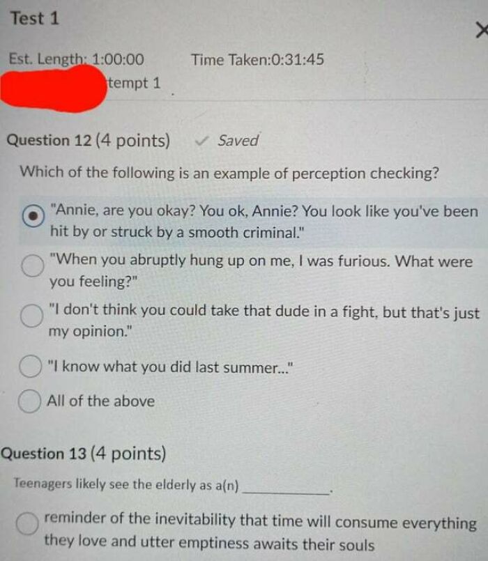 My Professor Enjoys Writing His Own Test Questions/Answers