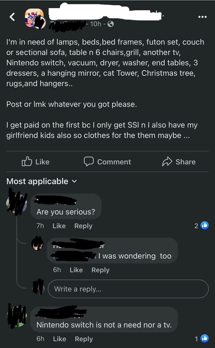 You Cannot Make This Stuff Up…definitely Need That Nintendo Switch But Maybe Clothes For The Kids