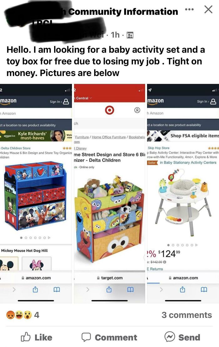 Choosing Beggar In My Local Fb Group Asking For Specific $100+ Toys For Free Lol