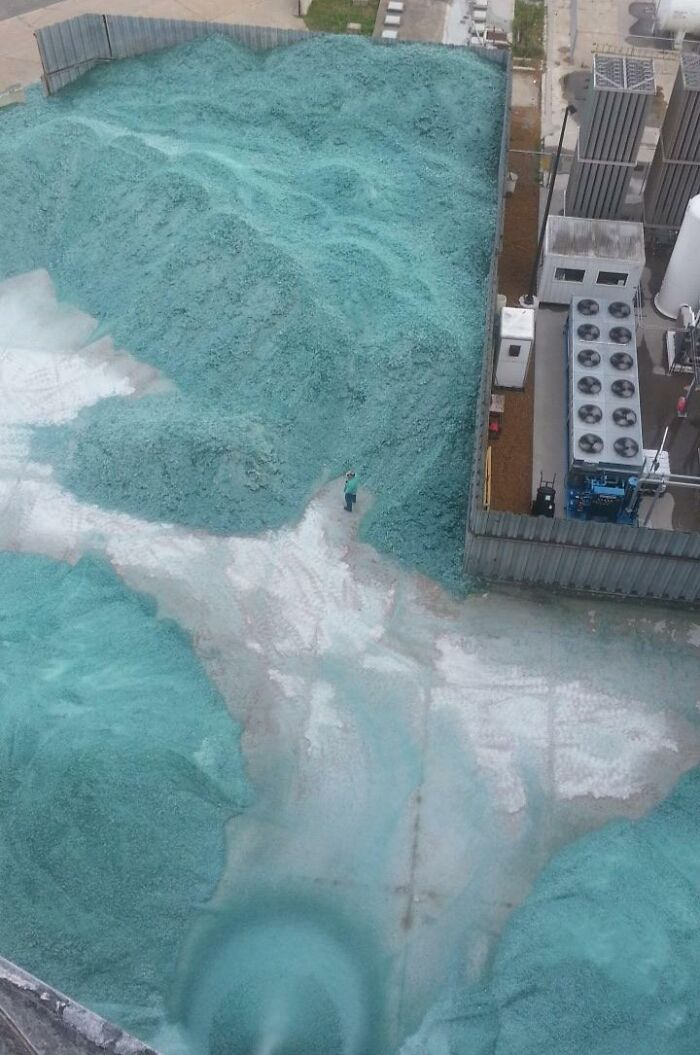 My Dad Worked At A Place That Makes Car Windshields. Here Is The Excess That Gets Blown Out The Side. Person For Scale