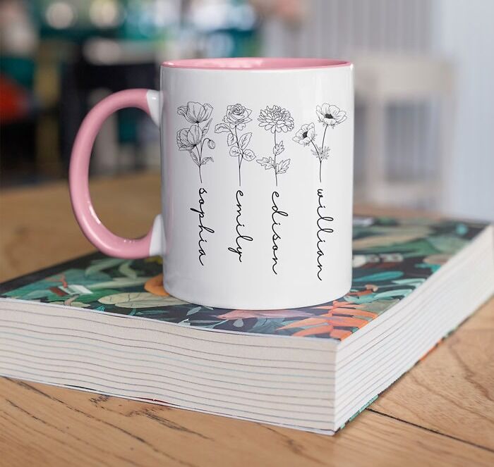 Custom Birth Month Birth Flower Mug