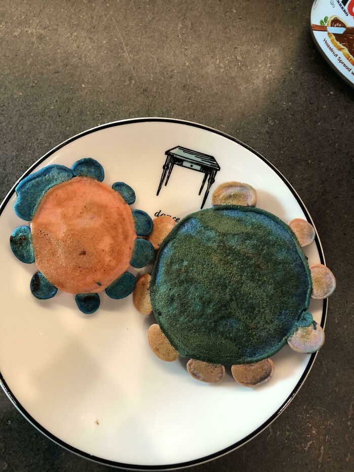 Attempted To Make Flower Pancakes For My Wife As A Mothers Day Surprise But They Ended Up Looking Like Corona Cakes