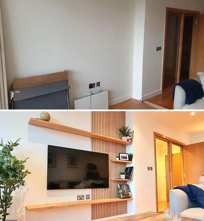 TV hanging on the wall 