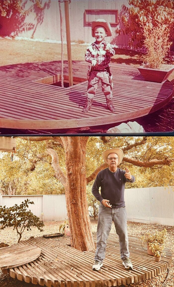 A Cowboy And His Tree At 4 And 63 Years Old