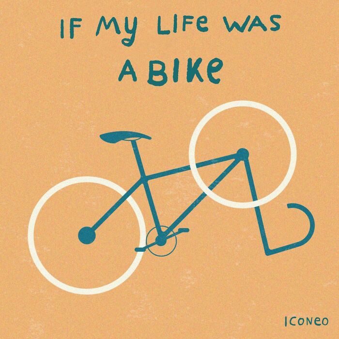 Illustration of a stylized bike, representing life, by Steffen Kraft with text "If My Life Was A Bike."