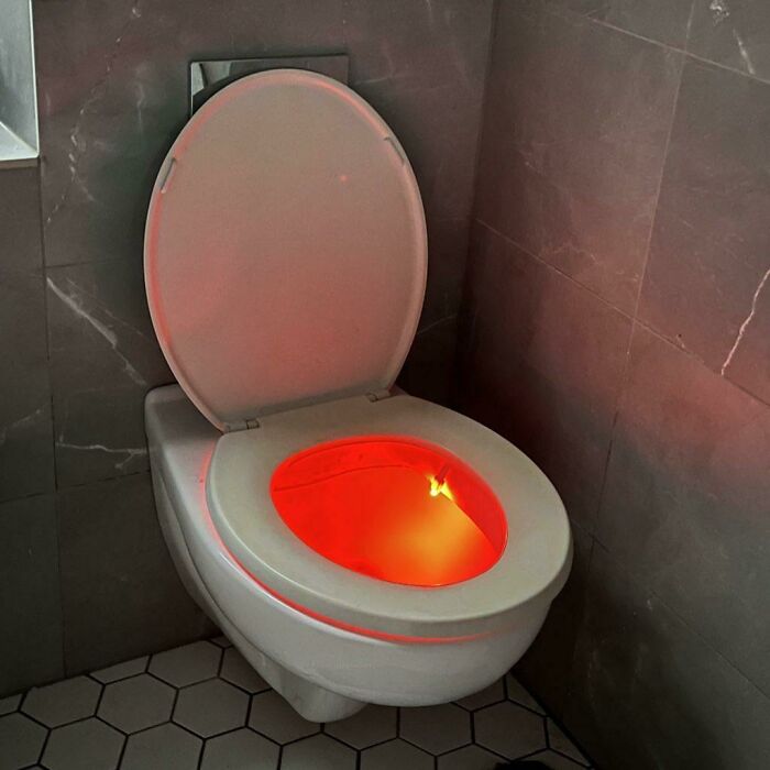 We Got Given A Toilet Light But It’s Stuck On Red Which Is The Most Terrifying Colour To Have Glowing From Your Toilet