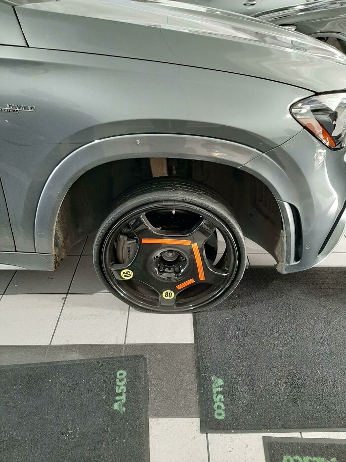She Drove In On This... Tow Truck Driver Who Put In The Spare Didn't Know It Was Supposed To Be Inflated Too