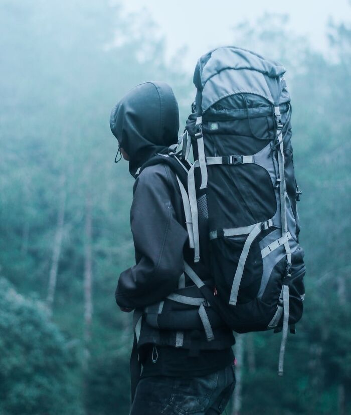 person with a huge backpack