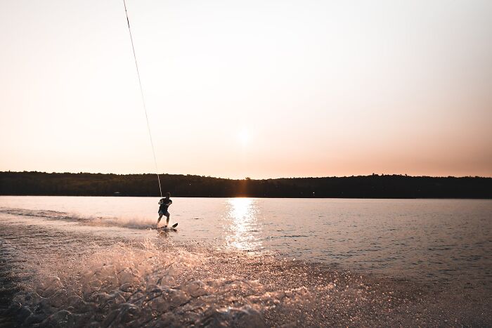 man water skiing in the lake