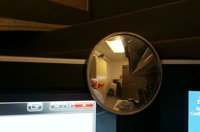 Clown seen in a mirror reflection 