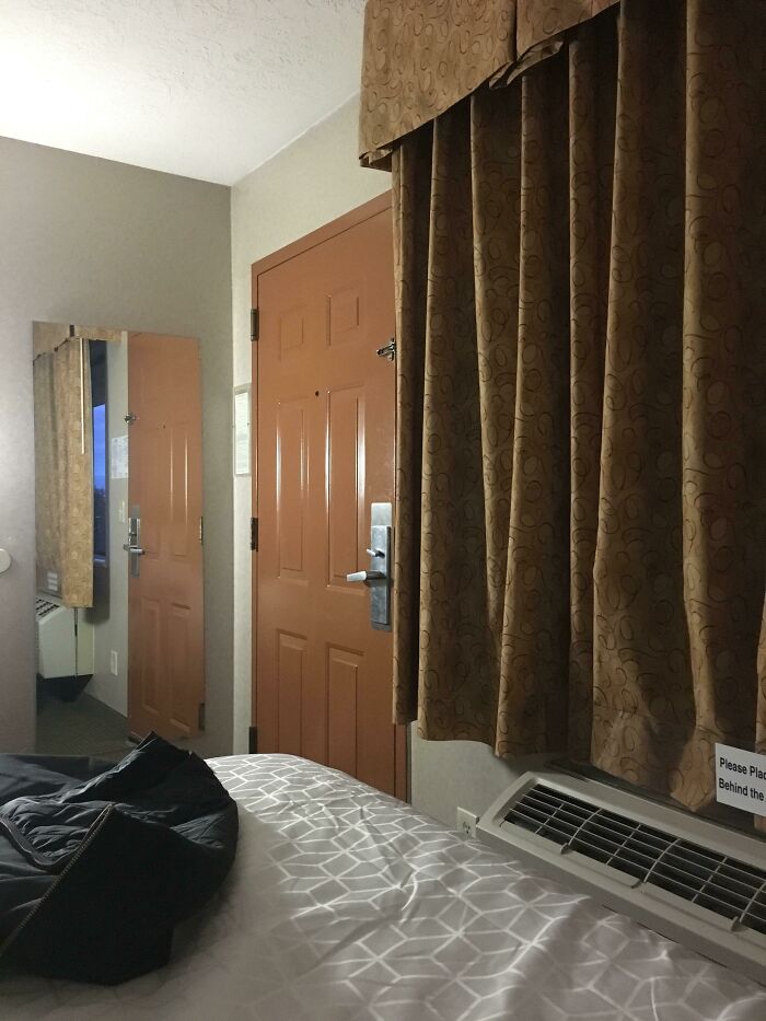 Small reflection of the outside seen on a mirror 