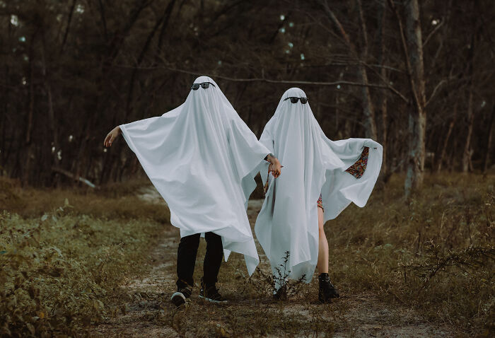 People wearing white s***s pretending to be a ghost 