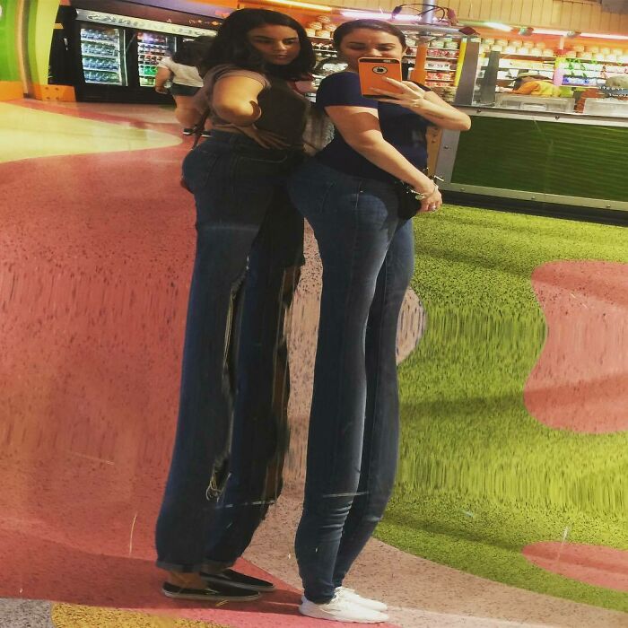 Funny long leg mirror reflection 