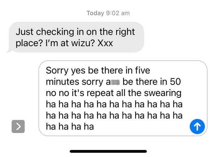 text message says when the person will arrive 