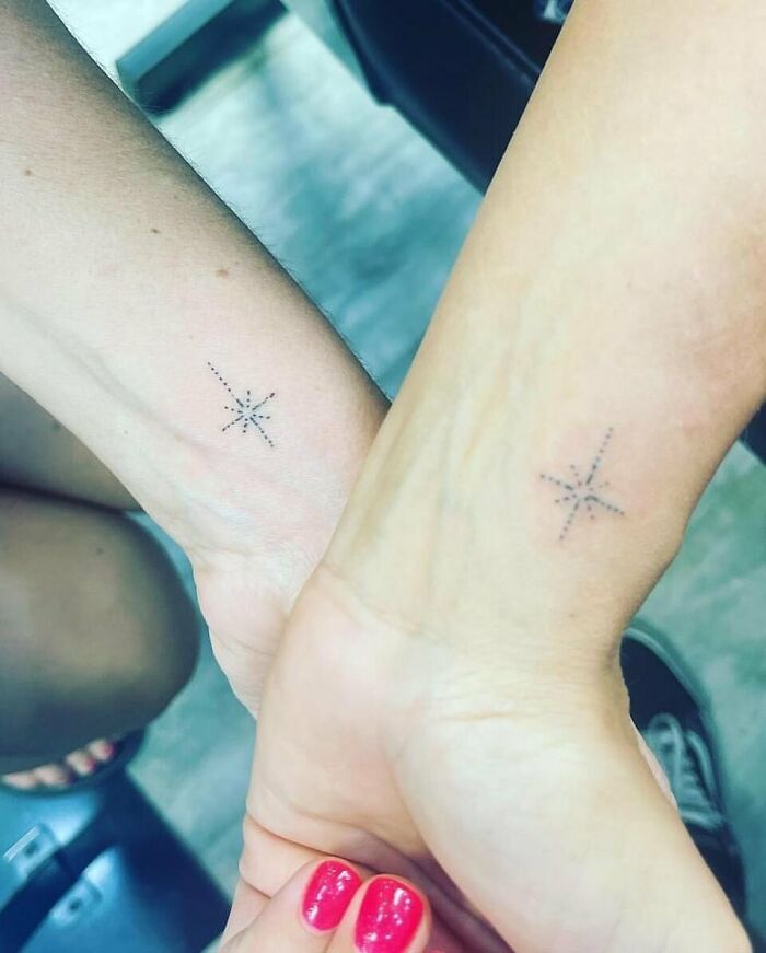 Minimalist wrist tattoos with star designs, creating a stylish and timeless accessory.