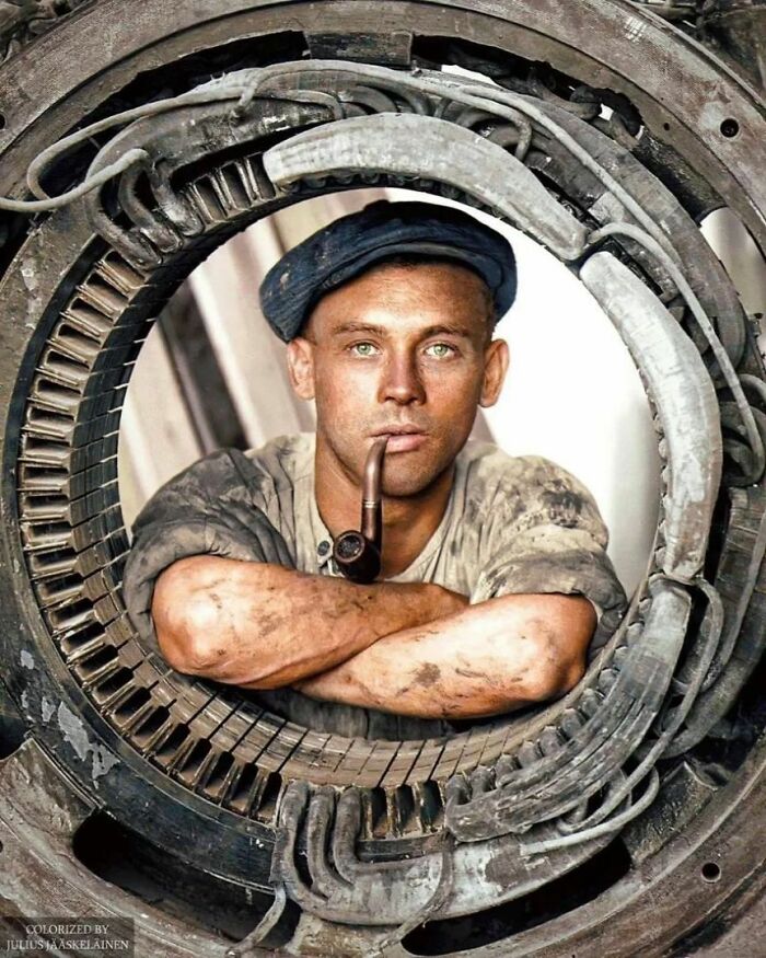 A Factory Worker In Rute, Gotland, Sweden, Posing For A Photograph. Photograph Taken By Måns Birger Bruzelius In 1920