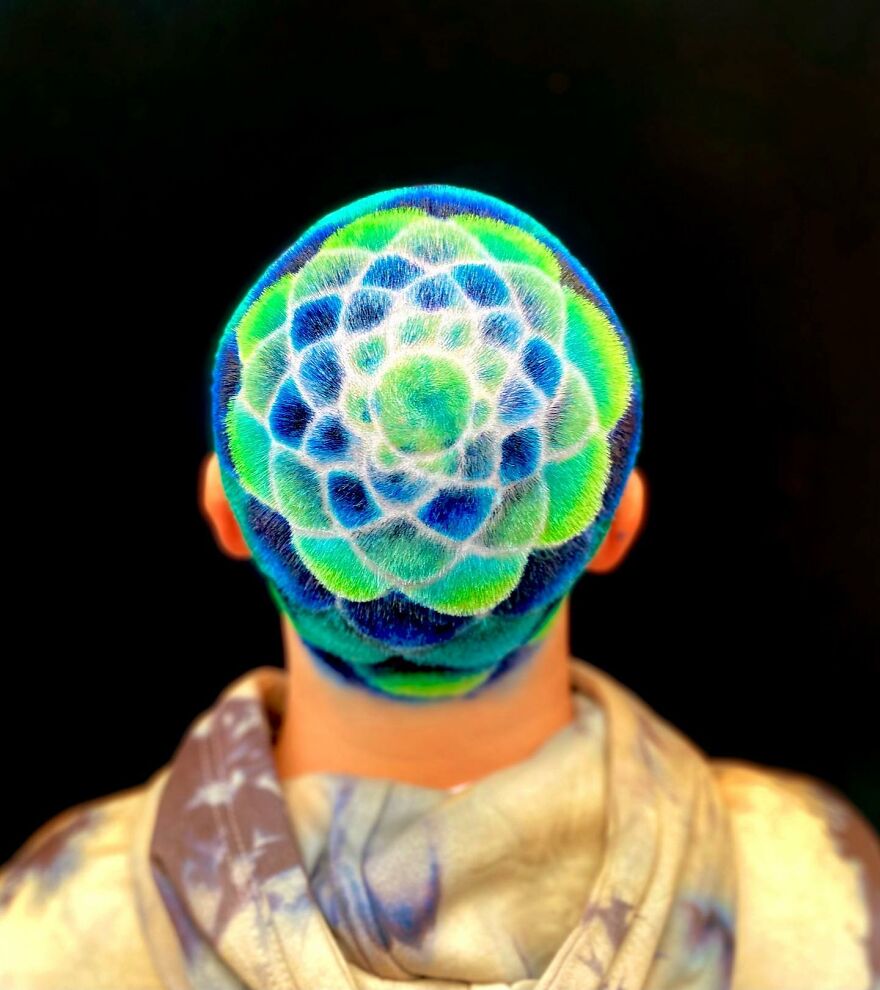 Hairdresser Uses Her Clients' Heads As A Canvas And The Result Is Incredible