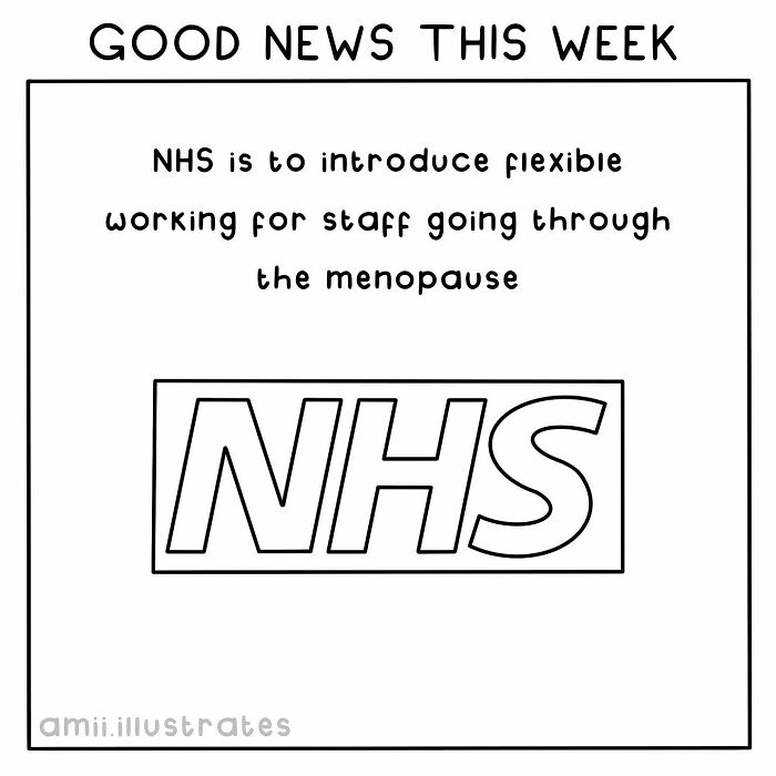 "Illustration highlights good news: NHS to adopt flexible working for menopause support."