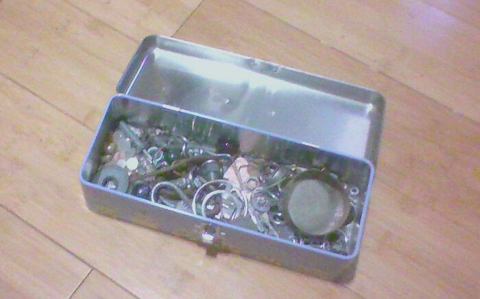 Second Submission, The Thing About Me Is Im Like A Crow, I Collect Little Trinkets That Catch My Eye (Bottle Tops, Necklaces, Rusty Nails, Etc) This Is Them :3